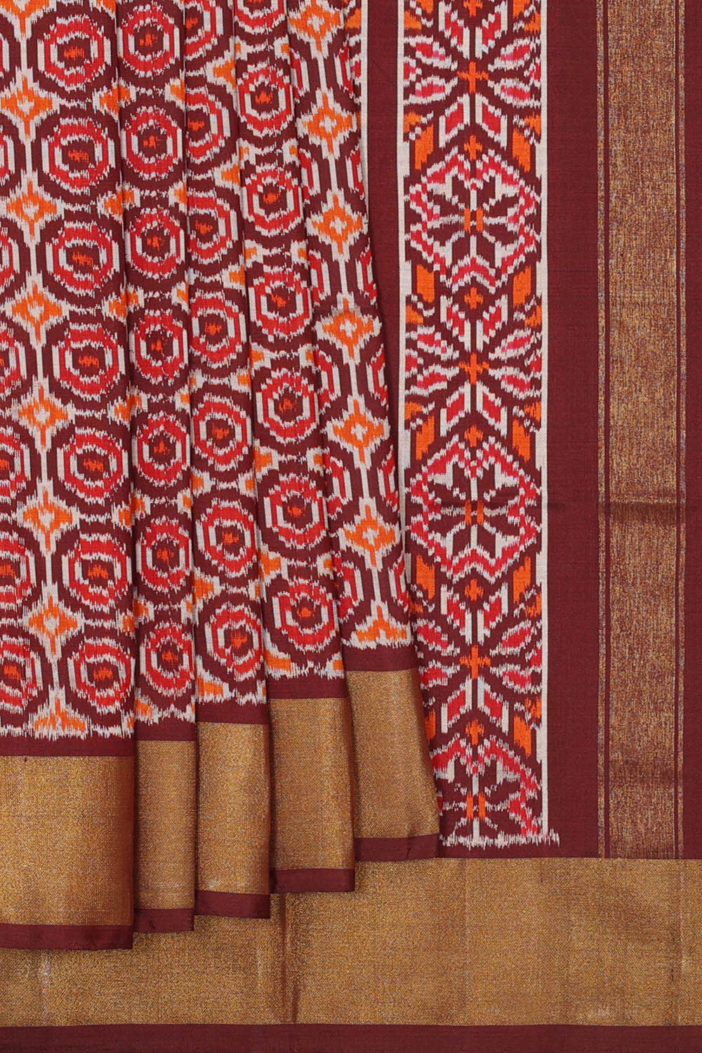 Image of Ikat Silk Maroon Saree